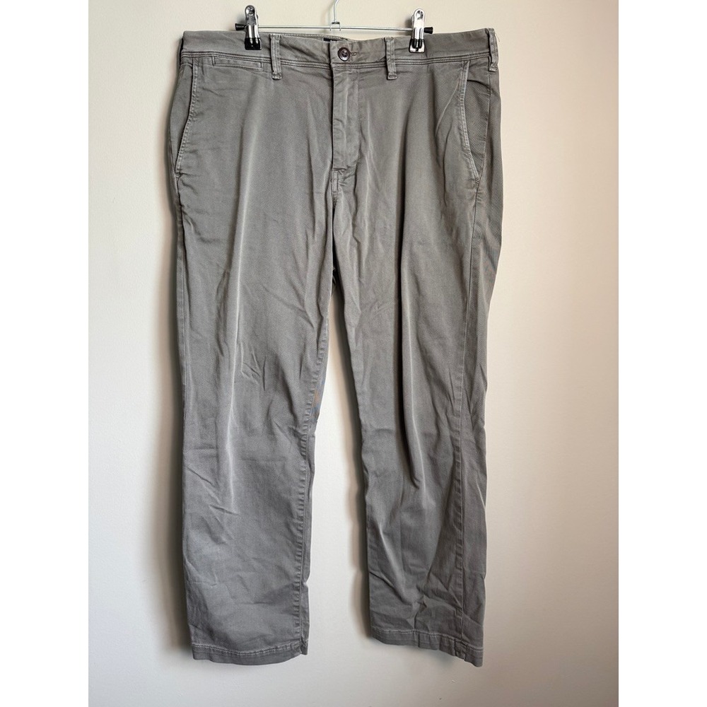 American Eagle Mens Slim Straight Extreme Flex Chino Pants 34 Gray Casual Preppy